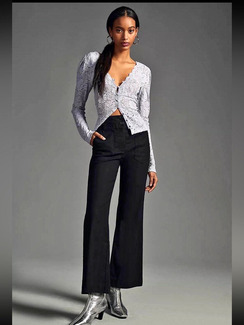 Maeve by Anthropologie Wide Leg Flare Pants Women’s Size 14 Black Thick